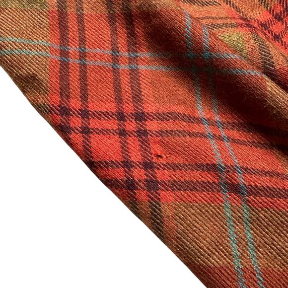 VALENTINO Vintage Orange Plaid Pencil Midi Skirt Women's Size 10 Wool Preppy - Picture 13 of 13